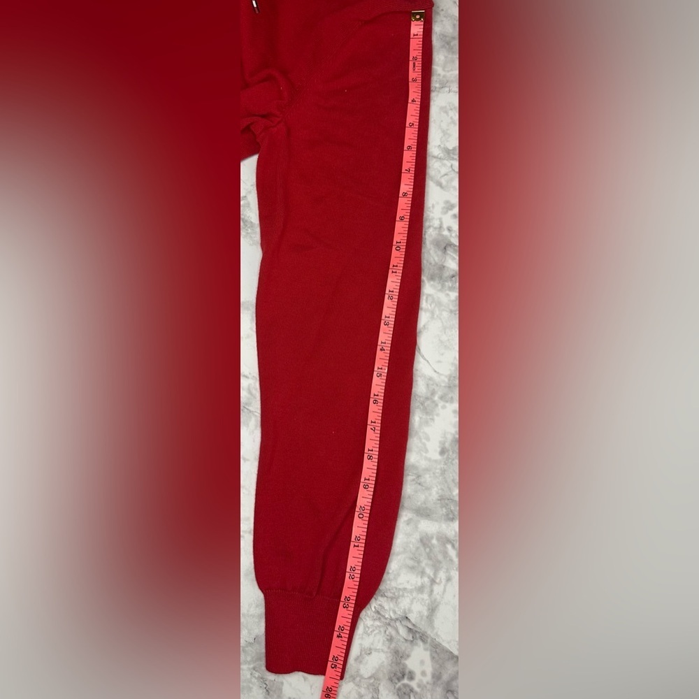 Classic red V-Neck preppy old money quiet luxury Sweater size L - Picture 6 of 9